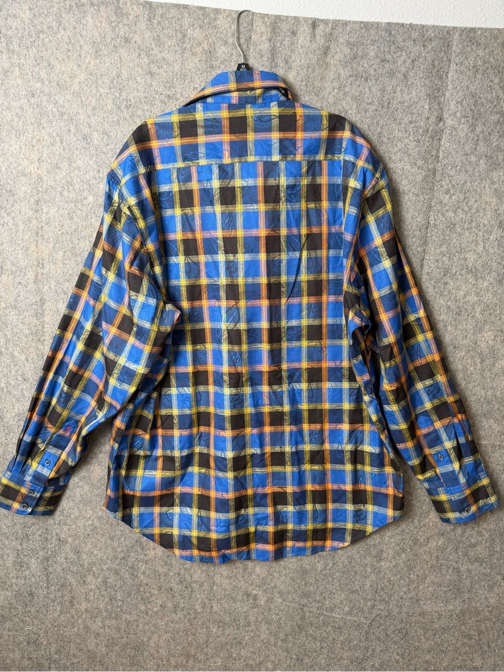 Robert Graham Men 2XL long-sleeve buttondown shirt blue and yellow plaid pattern - Picture 8 of 9